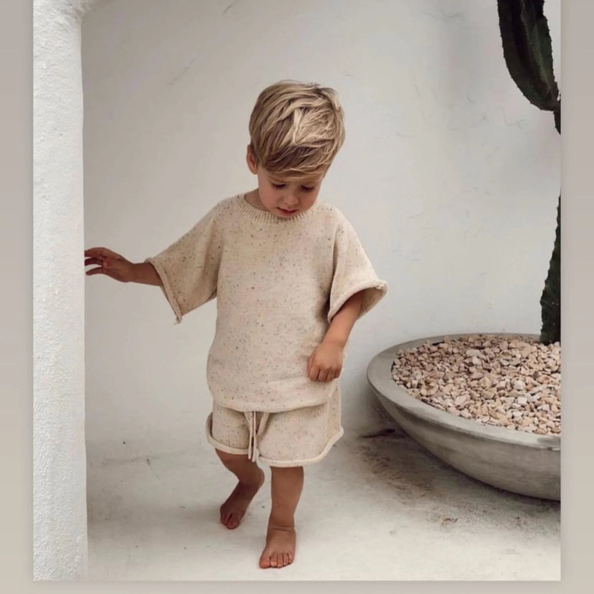 Lilla Hjärtat - Shorts & T-shirt Set | Oatmeal Speckle