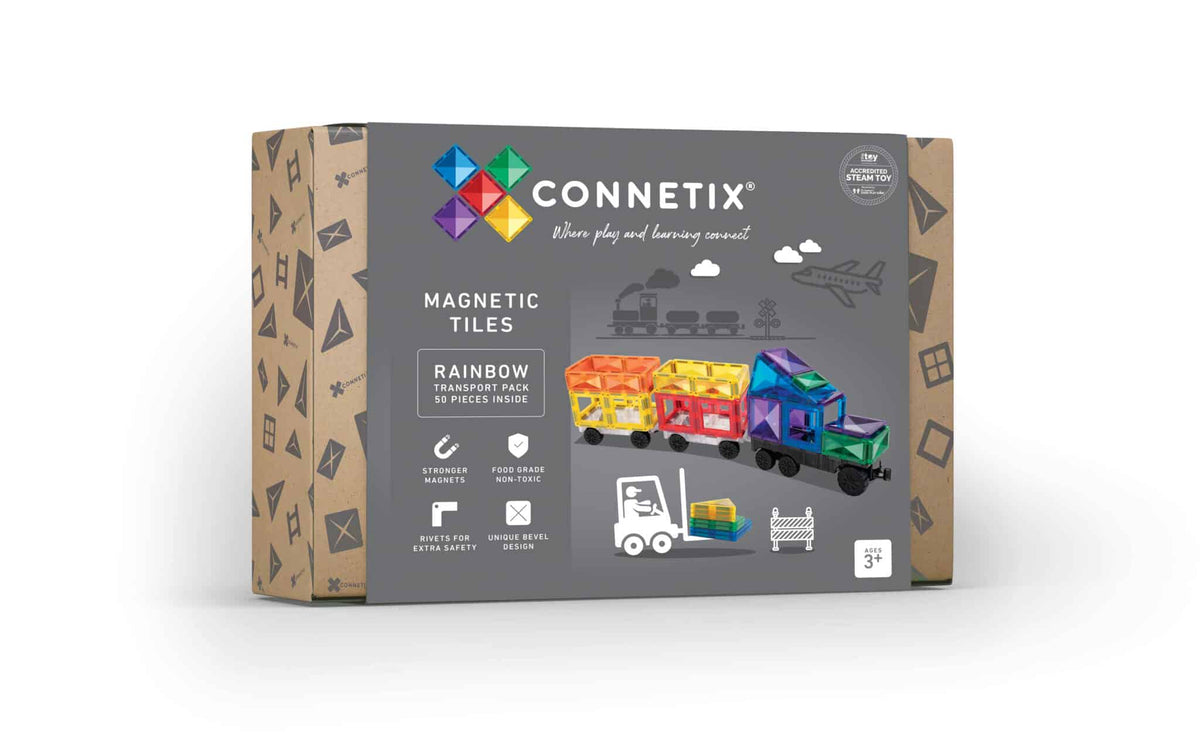 Connetix Tiles - 50 piece Rainbow Transport Pack