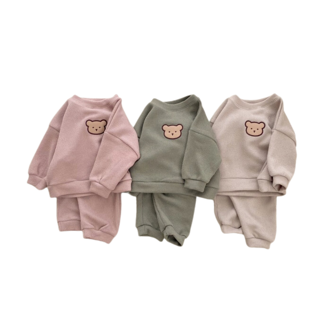 Bear Ribbed Trackie Set | 3 Colours