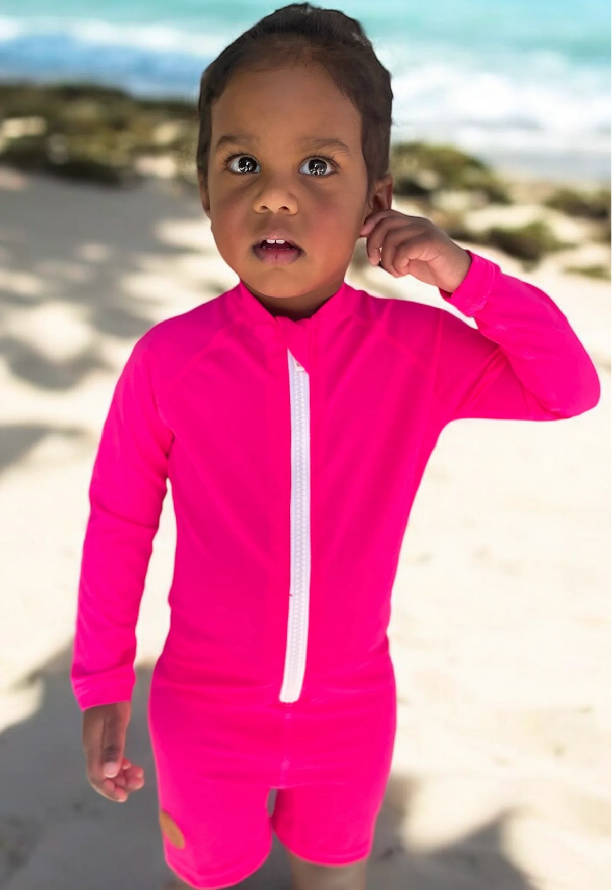 Kicky Swim - One Piece Rashguard Suit | Electric Pink