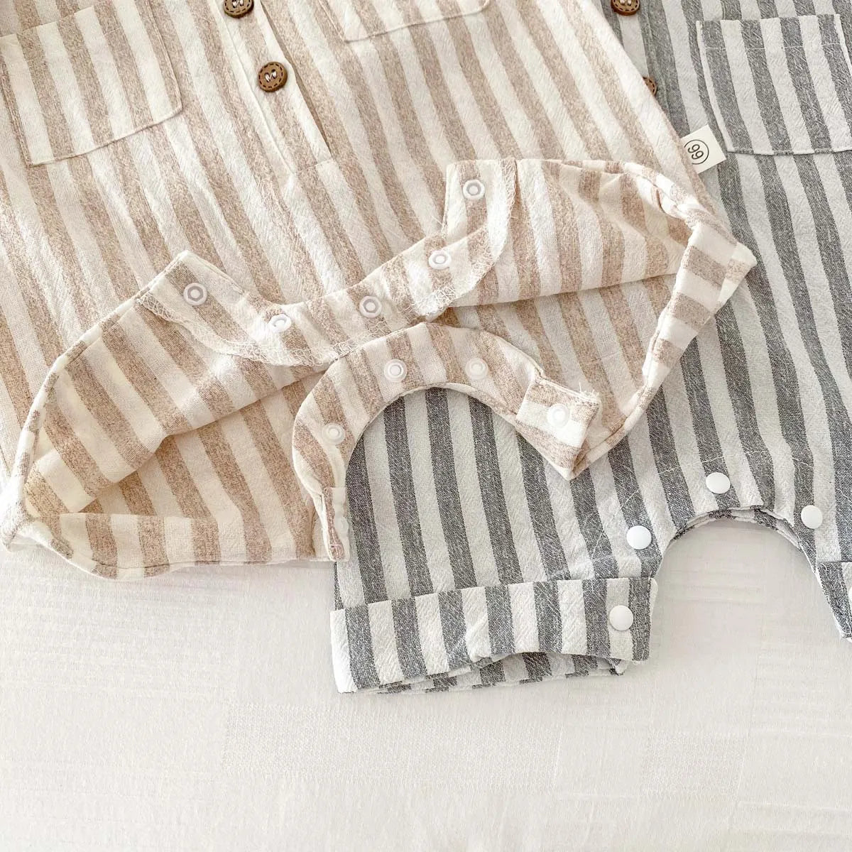 Theo Stripe Romper | Beige or Grey