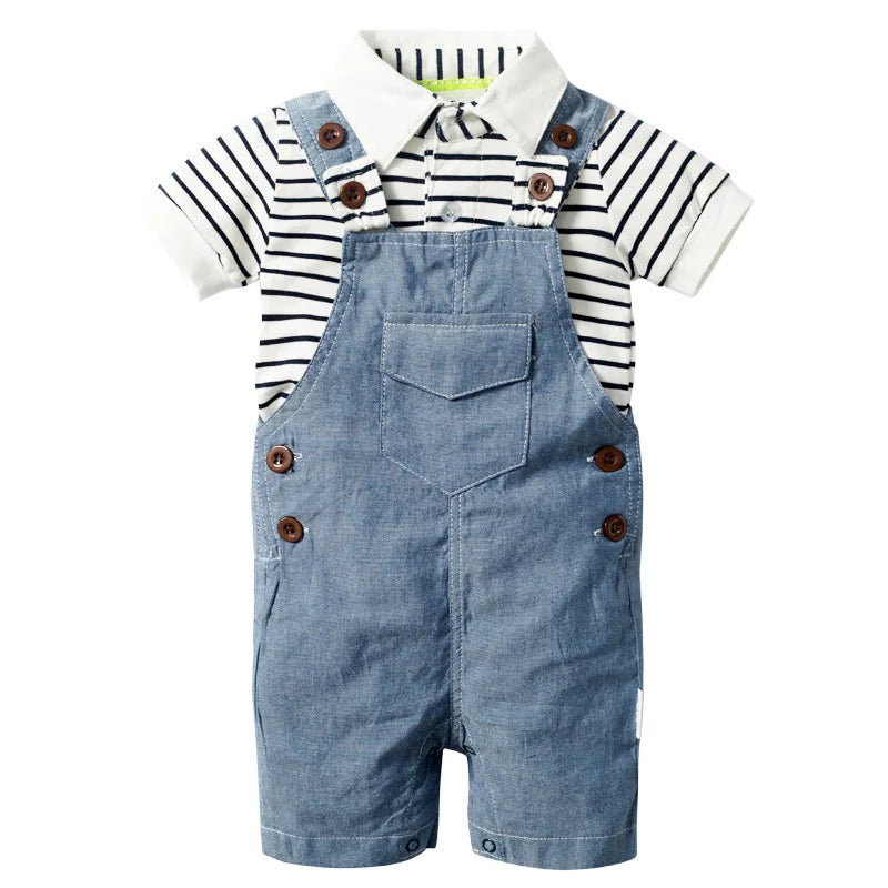 Stripey Overalls Set