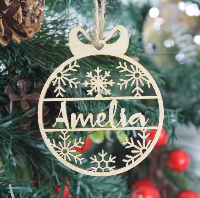 Meridian Etch - Personalised Wooden Christmas Baubles