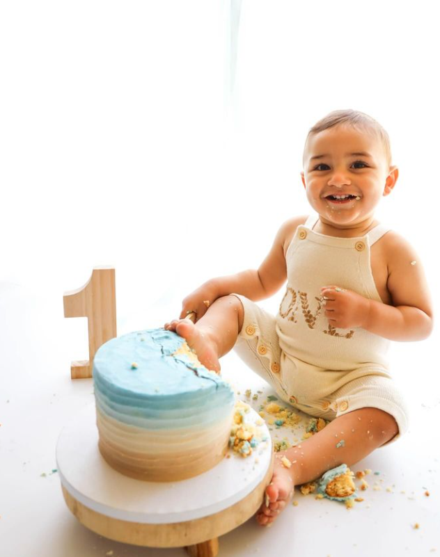 One Birthday Knit Romper | Sand