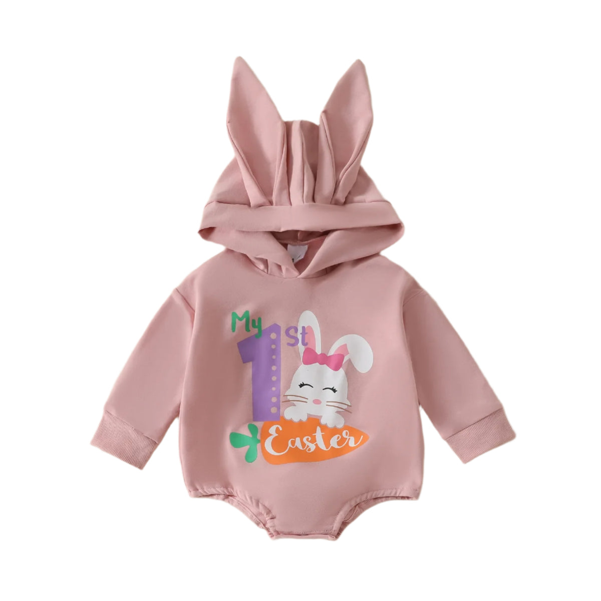 1st Easter Bunny Hood Romper | Pink