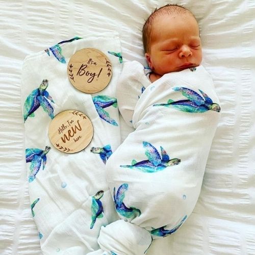 Anchor & Arrow - Organic Baby Swaddle | Sea Turtles