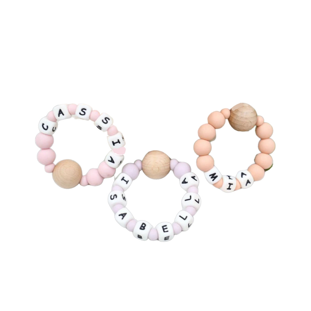 CMC GOLD - Personalised Beech Wood & Silicone Teether