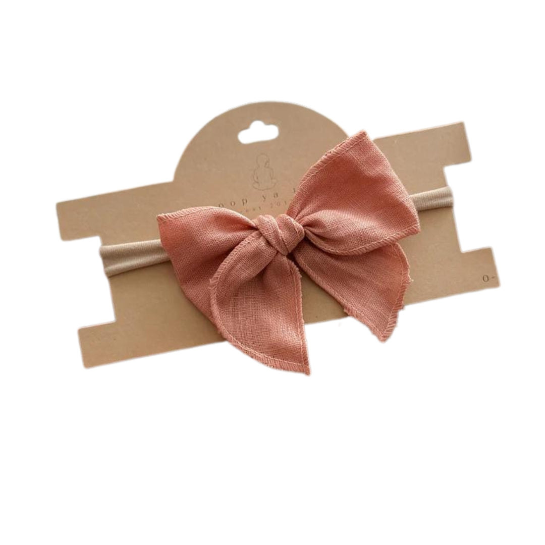 Pop Ya Tot - Linen Bow Headband | Coral