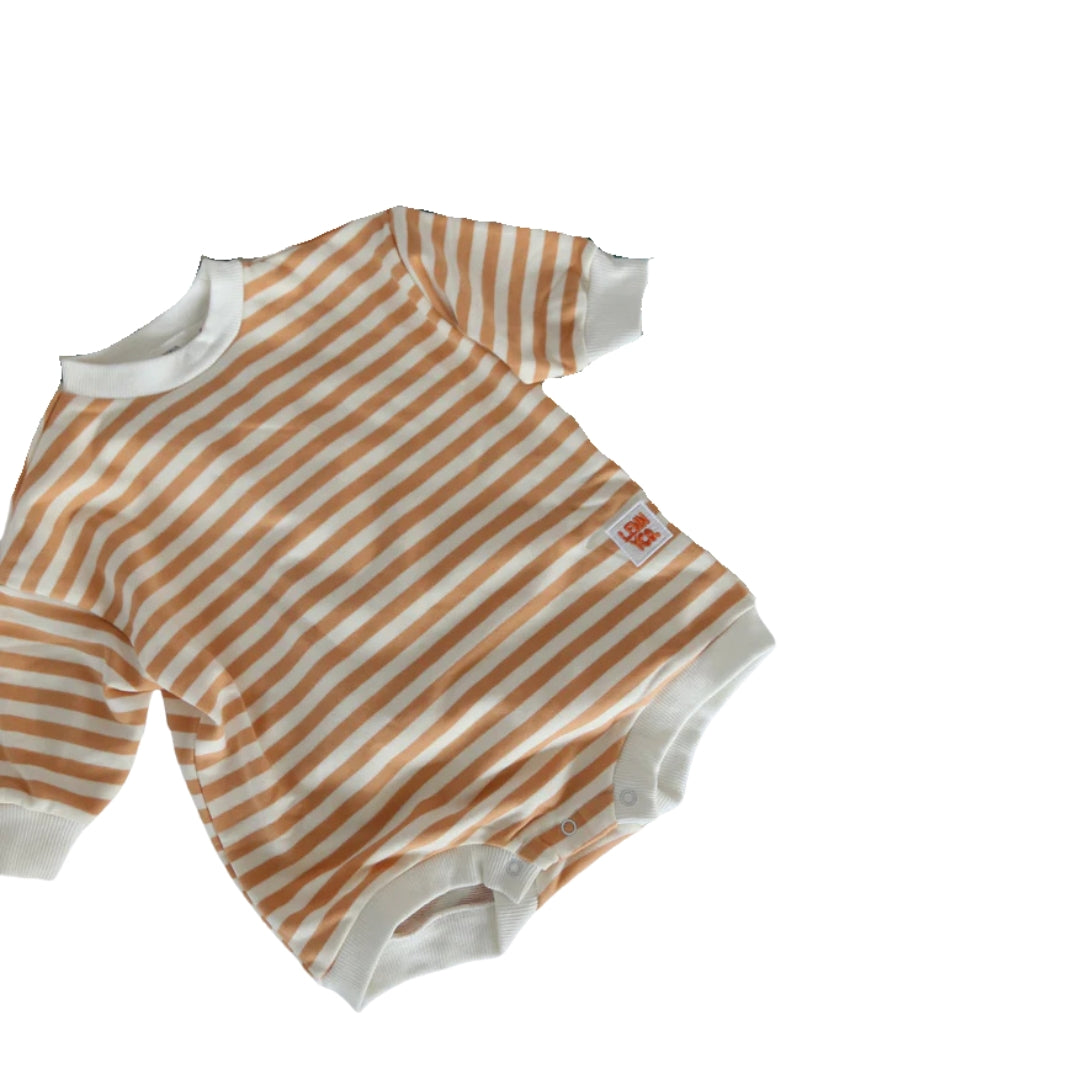 Lennyco - Long-sleeve Striped Romper | Orange