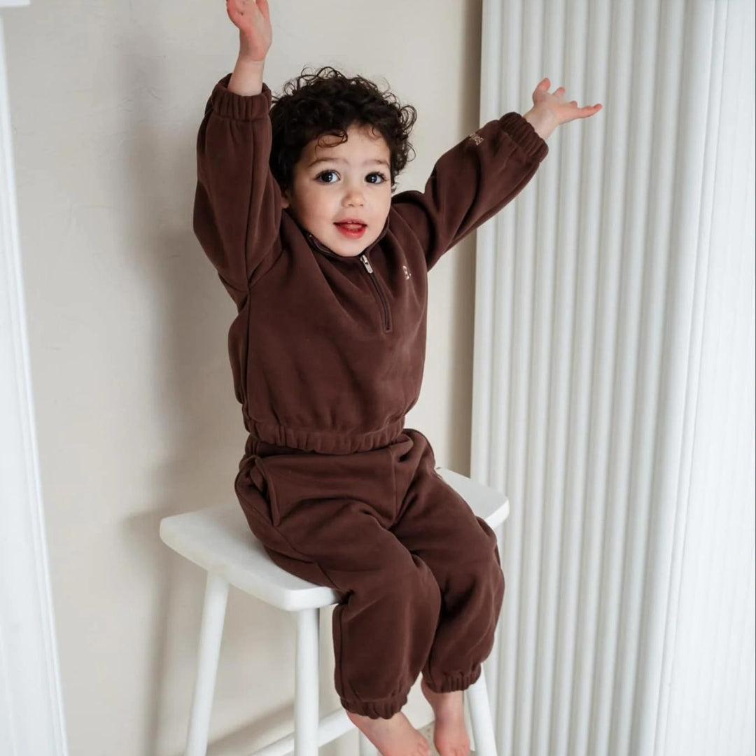 Bowie Fleece Tracksuit Jumper| Chocolate