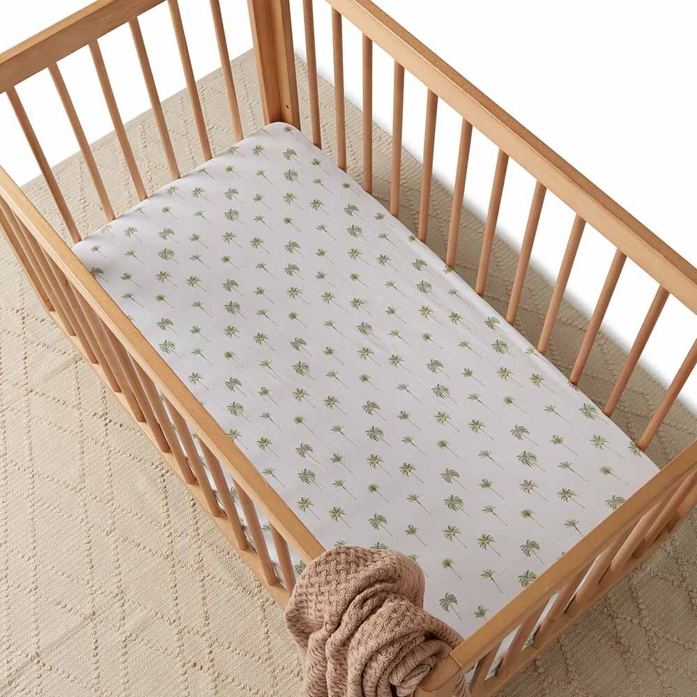 Snuggle Hunny Kids - Organic Fitted Cot Sheet | Green Palm