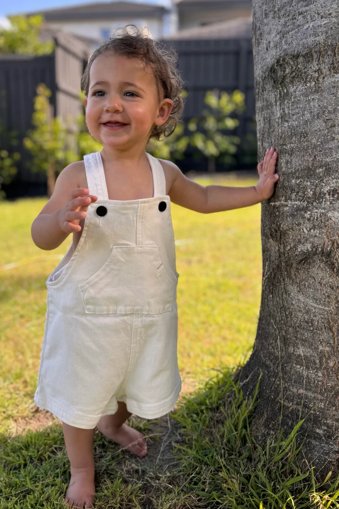 All Fenix - Mini Denim Overalls | White