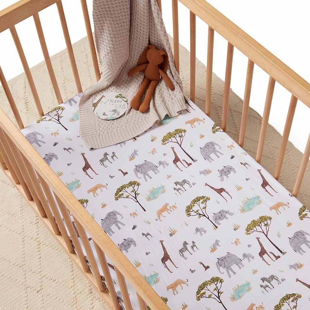 Snuggle Hunny Kids - Organic Fitted Cot Sheet | Safari