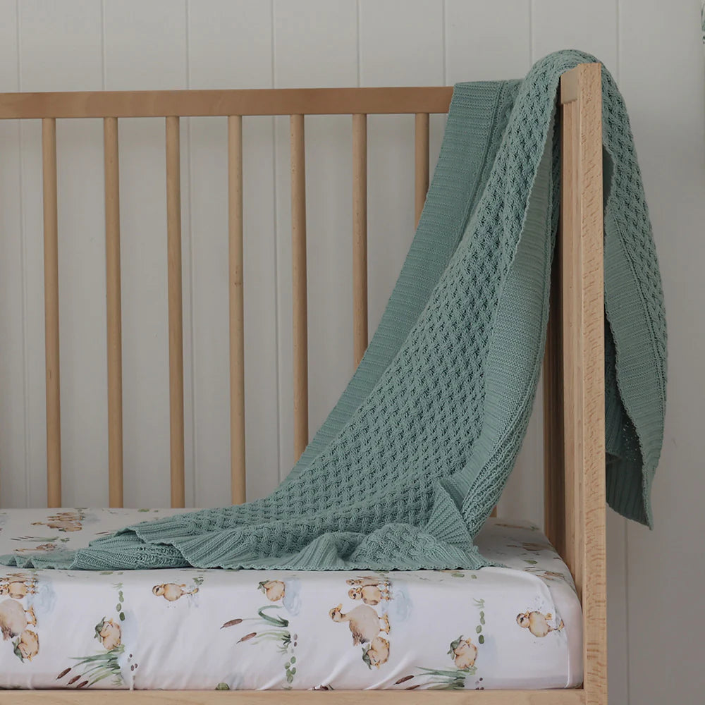 Snuggle Hunny Kids - Diamond Knit Baby Blanket | Sage