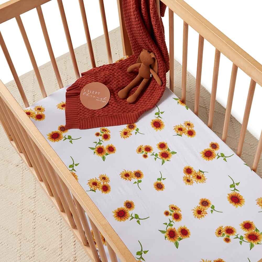 Snuggle Hunny Kids - Organic Fitted Cot Sheet | Sunflower