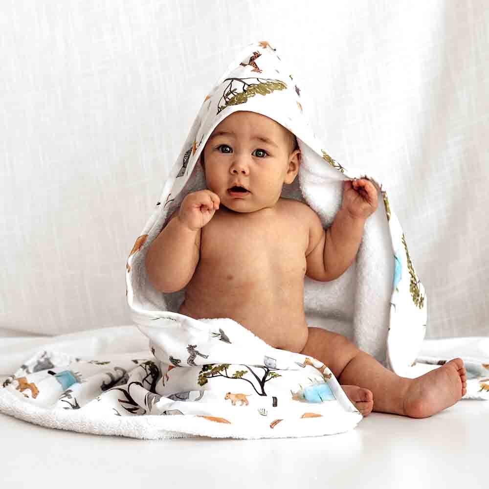 Snuggle Hunny Kids - Organic Hooded Baby Towel | Safari