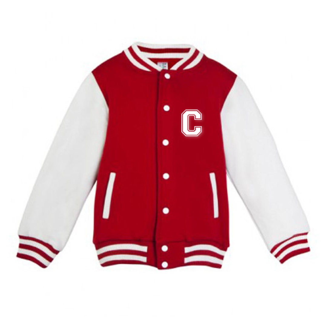 Varsity jacket red and white sale