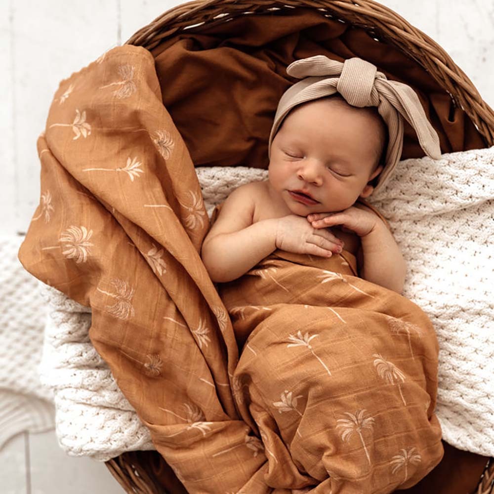 Snuggle Hunny Kids Bronze Palm Organic Muslin Wrap My Little Wardrobe