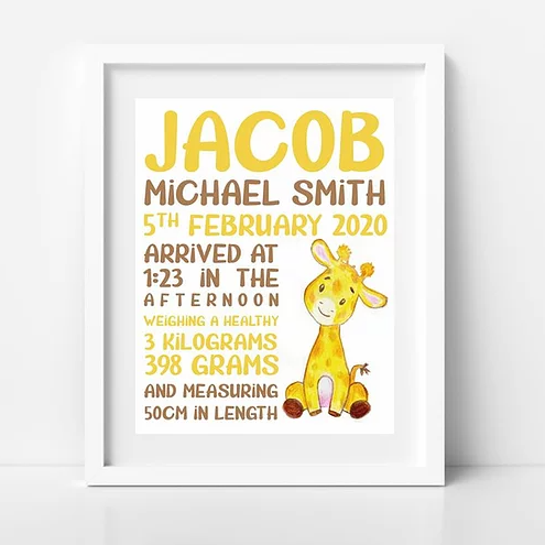 BabyCusch - Giraffe Birth Frame