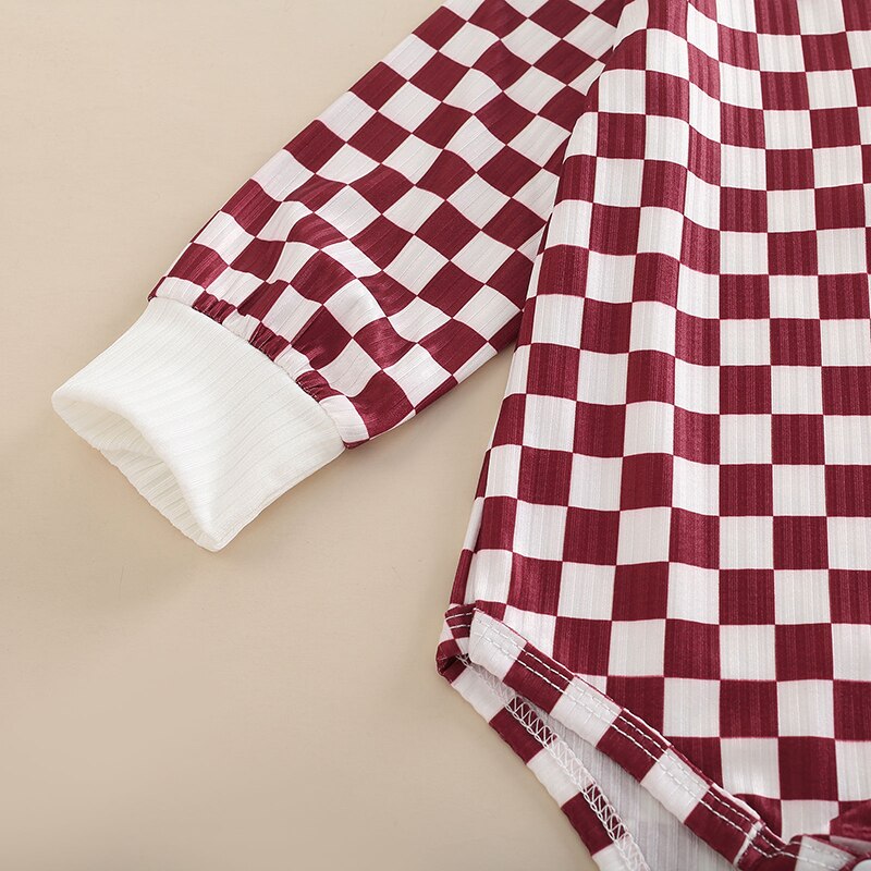 Ribbed Checkered Set | Burgundy