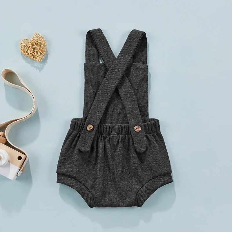 Crossed Back Ribbed Romper | Midnight