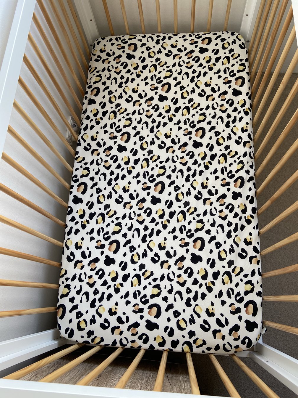 Leopard print cot sheets on sale