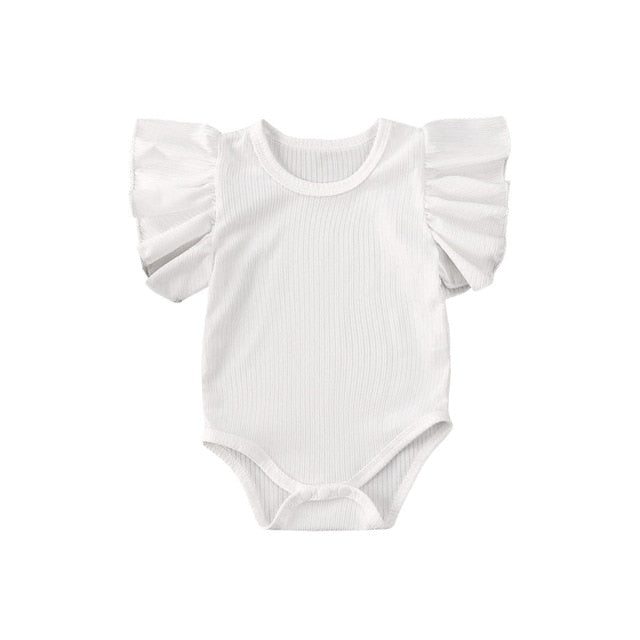 Frilly Sleeves Bodysuit | White